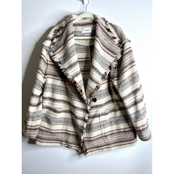 Isabel Marant Étoile Josia Striped Fringe Coat Jacket Blazer Sz 40 L Boho Paris - Picture 4 of 12